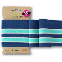 Poignet bord-côte college bio 140cm bleu rayé menthe - Albstoffe - Albstoffe - Mondial Tissus