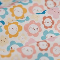 Tissu popeline de coton fleurs souriantes blanc - MT - Mondial Tissus