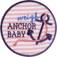 Écusson rond ancre baby rayé rose blanc - Mondial Tissus