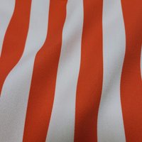 Tissu sergé coton blanc rayures 2cm rouge orangé - Mondial Tissus