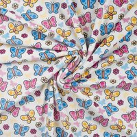 Maille velours éponge imprimée papillon mignon multico - Mondial Tissus