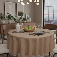 Nappe ronde crinkle écru diamètre 160cm - MT - Mondial Tissus