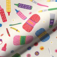 Tissu bachette imprimé hobby multico - Mondial Tissus