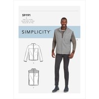Patron Simplicity S9191.A - Blouson Homme Bodywarmer Zippé Col Droit 44 - 60 - Simplicity - Mondial Tissus