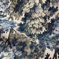 Tissu jacquard arbre floral bleu - Mondial Tissus