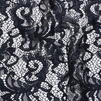 Tissu dentelle guipure arabesque bord festonné bleu marine - Mondial Tissus