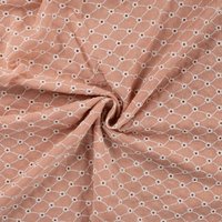 Tissu coton broderie anglaise fleurette saumon - Mondial Tissus