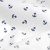 Tissu coton piqué ancres bleu marine - Mondial Tissus