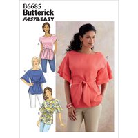 Patron Butterick 6685ZZ tunique à épaule tombante et ceinture femme du L au XXL - Butterick - Mondial Tissus