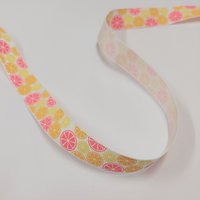 Ruban gros grain 16 mm motif gourmandise zest orange, rose et jaune - Frou Frou - Mondial Tissus