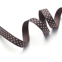 Ruban gros grain fantaisie gris et pois blancs 10 mm - Frou Frou - Mondial Tissus