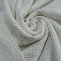 Tissu nid d'abeille double face éponge viscose de bambou blanc - Mondial Tissus