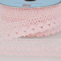 Ruban dentelle cercles rose clair 25mm - Mondial Tissus