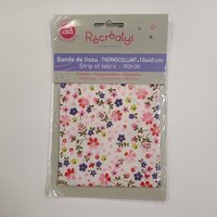 Bande 10 x 40 cm thermocollante fleurie rose - Mondial Tissus