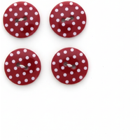Carte de 4 boutons 2 trous 14 mm pois rouge foncé - Récréatys - Mondial Tissus