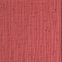 Tissu Double gaze pois doré rose corail - DOMOTEX - Mondial Tissus