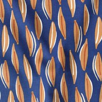 Tissu demi-natté coton bleu foncé motif grandes feuilles eucalyptus - DOMOTEX - Mondial Tissus
