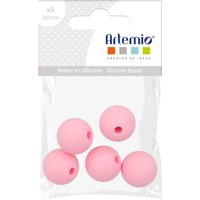 Lot 5 perles silicone rondes bébé 10mm rose - Artemio - Mondial Tissus