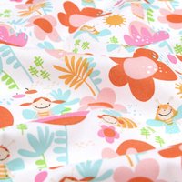 Tissu cretonne imprimé belle fleur colorée orange - Mondial Tissus