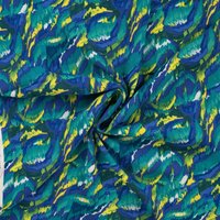 Tissu crêpe viscose imprimé graphique bleu - Mondial Tissus