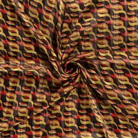 Voile polyester rayure lurex géométrique rétro ocre et bordeaux - Mondial Tissus