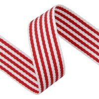 Sangle rayures bicolore 30mm rouge et blanc - Mondial Tissus