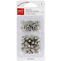 40 Œillets et rondelles 5.5 mm argent - MT - Mondial Tissus