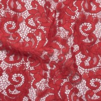 Tissu dentelle guipure arabesque bord festonné rouge - Mondial Tissus