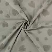 Maille jacquard cœur relief éponge vert kaki - Mondial Tissus