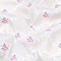 Tissu patchwork coton beige imprimé rose forme diamant - Mondial Tissus