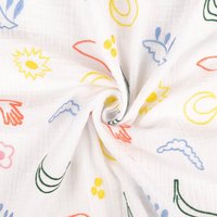 Tissu double gaze brodé fantaisie multico - Mondial Tissus