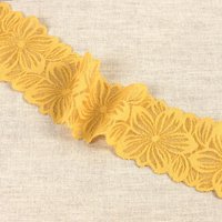 Ruban dentelle élastique pétunia moutarde 57mm - Mondial Tissus