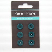 Carte de 6 boutons unis 12 mm bleu canard - Frou Frou - Mondial Tissus