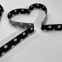 Ruban 1,5 cm x 2m thermocollant marron à pois bleus - Mondial Tissus