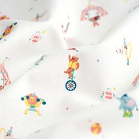 Tissu cretonne coton bio cirque des animaux écru - MT - Mondial Tissus