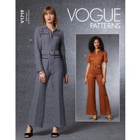 Patron Vogue 1719F5 combinaison pantalon zippée avec col et revers du 44 au 52 - Vogue - Mondial Tissus