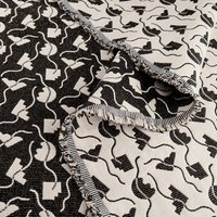 Tissu Jacquard Memphis Full moon noir, écru et lurex - Walkie Talkie - Walkie Talkie - Mondial Tissus