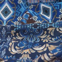 Tissu crêpe polyester lourd patchwork Indien bleu - MT - Mondial Tissus