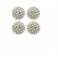 Lot de 4 boutons gris pois blancs 18 mm - Récréatys - Mondial Tissus