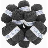 Lot de 10 pelotes de fil à tricoter Azurite 50g 100% acrylique - Col. 3077 Gris anthracite - Mondial Tissus