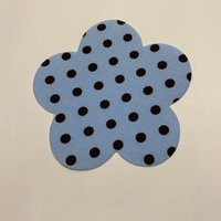 Thermocollant fleur bleu motif pois bleu marine - Mondial Tissus