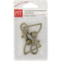Mousqueton finition demi anneau en métal 30 mm 2 pcs bronze - MT - Mondial Tissus