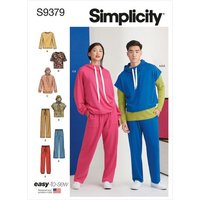 Patron Simplicity S9379 - Sweats à capuche, pantalons et t-shirts unisexes en tricot surdimensionnés du XS au XXL - Simplicity - Mondial Tissus