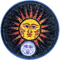 Écusson rond astre soleil lune bleu - Mondial Tissus