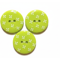 Carte de 3 boutons 2 trous 25 mm fleurette vert pistache - Récréatys - Mondial Tissus