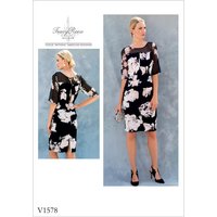 Patron Vogue 1578E5 robe femme plissée manches mi - longues par tracy reese - ddu 42 au 50 - Vogue - Mondial Tissus