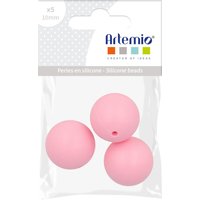 Lot 3 perles silicone rondes 15mm rose - Artemio - Mondial Tissus