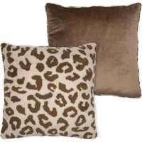 Coussin moumoutte léopard beige marron 45x45cm - Mondial Tissus