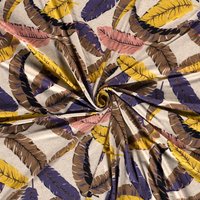 Maille jersey chiné plume jaune et rose - Mondial Tissus