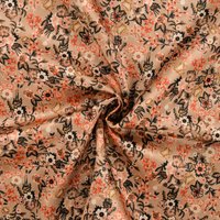 Tissu voile polyester imprimé champ de fleurettes beige - Mondial Tissus